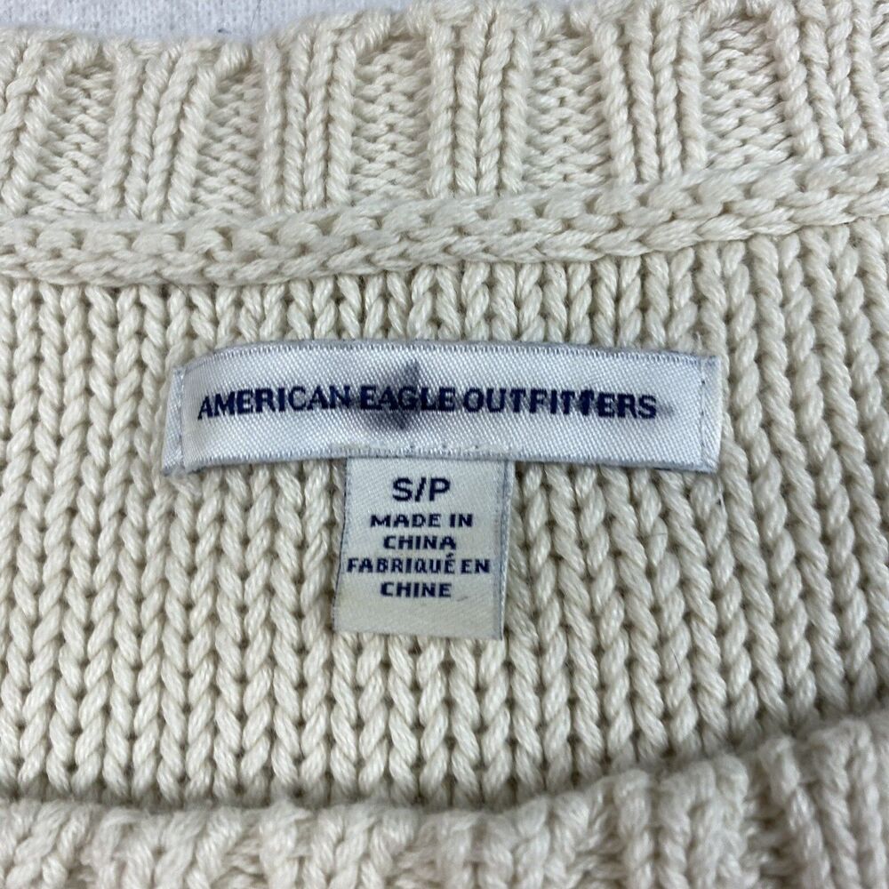 American Eagle Womens Knit Striped Sweater Size S Ivory - Picture 2 of 5